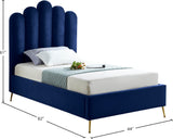 Lily Velvet / Engineered Wood / Steel Contemporary Navy Velvet Twin Bed - 44" W x 82" D x 62" H