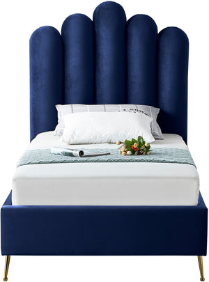 Lily Velvet / Engineered Wood / Steel Contemporary Navy Velvet Twin Bed - 44" W x 82" D x 62" H