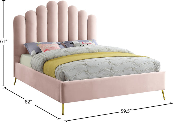 Lily Velvet / Engineered Wood / Steel Contemporary Pink Velvet Full Bed - 59.5" W x 82" D x 62" H