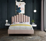 Lily Velvet / Engineered Wood / Steel Contemporary Pink Velvet Full Bed - 59.5" W x 82" D x 62" H