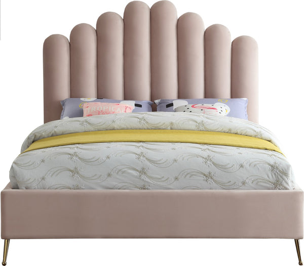 Lily Velvet / Engineered Wood / Steel Contemporary Pink Velvet King Bed - 81" W x 87.5" D x 62" H