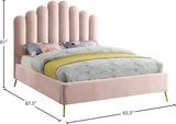 Lily Velvet / Engineered Wood / Steel Contemporary Pink Velvet Queen Bed - 65" W x 87.5" D x 59.5" H