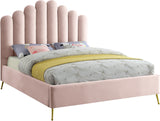 Lily Velvet / Engineered Wood / Steel Contemporary Pink Velvet Queen Bed - 65" W x 87.5" D x 59.5" H