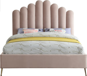 Lily Velvet / Engineered Wood / Steel Contemporary Pink Velvet Queen Bed - 65" W x 87.5" D x 59.5" H