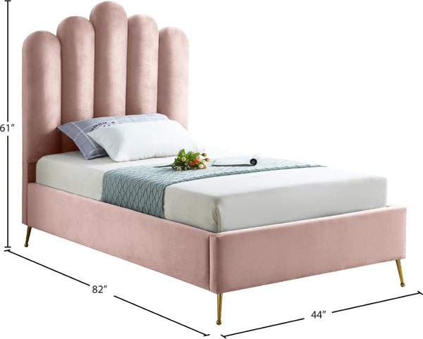 Lily Velvet / Engineered Wood / Steel Contemporary Pink Velvet Twin Bed - 44" W x 82" D x 62" H