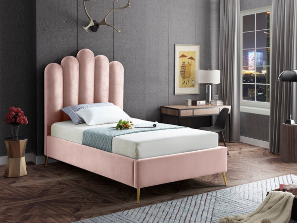 Lily Velvet / Engineered Wood / Steel Contemporary Pink Velvet Twin Bed - 44" W x 82" D x 62" H