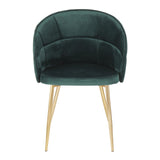 Lindsey Contemporary Chair in Gold Metal and Green Velvet by LumiSource