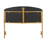 Lindsey Contemporary/Glam Queen Headboard in Gold Steel and Black Velvet by LumiSource