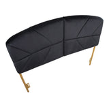 Lindsey Contemporary/Glam Queen Headboard in Gold Steel and Black Velvet by LumiSource