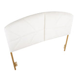 Lindsey Contemporary/Glam Queen Headboard in Gold Steel and Cream Velvet by LumiSource