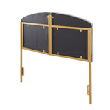 Lindsey Contemporary/Glam Queen Headboard in Gold Steel and Grey Velvet by LumiSource