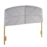 Lindsey Contemporary/Glam Queen Headboard in Gold Steel and Grey Velvet by LumiSource
