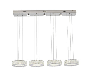 Bethel Chrome LED Island Lighting in Metal & Crystal