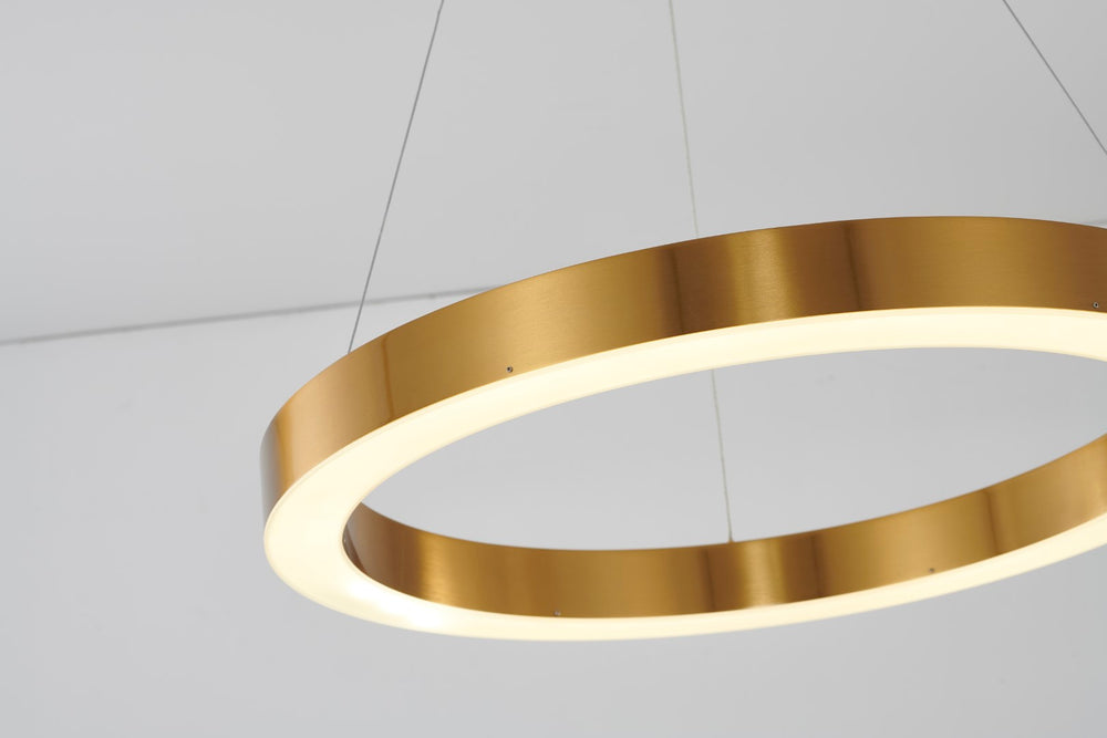 Bethel Gold Halo Ring LED Chandelier - Adjustable Cord, Stunning Design for Any Ceiling Height