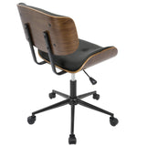 Lombardi Mid-Century Modern Adjustable Office Chair with Swivel in Walnut and Black by LumiSource