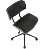 Lombardi Mid-Century Modern Adjustable Office Chair with Swivel in Walnut and Black by LumiSource