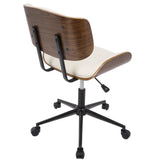 Lombardi Mid-Century Modern Adjustable Office Chair with Swivel in Walnut and Cream by LumiSource