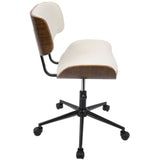 Lombardi Mid-Century Modern Adjustable Office Chair with Swivel in Walnut and Cream by LumiSource
