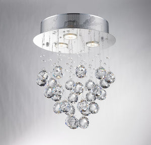 Bethel Chrome Flush Mount in Metal & Crystal