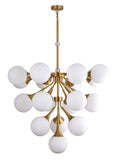 Bethel Exquisite Copper Chandelier with White Glass Shades, Adjustable Height & 18 Bulbs Included