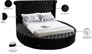 Luxus Velvet / Engineered Wood / Metal / Foam Contemporary Black Velvet Full Bed (3 Boxes) - 87" W x 93.5" D x 56" H