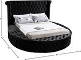 Luxus Velvet / Engineered Wood / Metal / Foam Contemporary Black Velvet Full Bed (3 Boxes) - 87" W x 93.5" D x 56" H