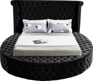 Luxus Velvet / Engineered Wood / Metal / Foam Contemporary Black Velvet Full Bed (3 Boxes) - 87" W x 93.5" D x 56" H