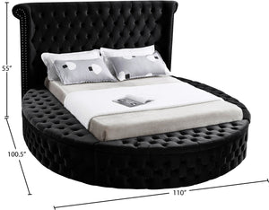 Luxus Velvet / Engineered Wood / Metal / Foam Contemporary Black Velvet King Bed (3 Boxes) - 110" W x 100.5" D x 56" H