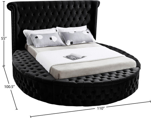 Luxus Velvet / Engineered Wood / Metal / Foam Contemporary Black Velvet King Bed (3 Boxes) - 110" W x 100.5" D x 56" H