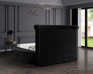 Luxus Velvet / Engineered Wood / Metal / Foam Contemporary Black Velvet King Bed (3 Boxes) - 110" W x 100.5" D x 56" H