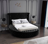 Luxus Velvet / Engineered Wood / Metal / Foam Contemporary Black Velvet King Bed (3 Boxes) - 110" W x 100.5" D x 56" H