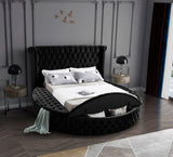 Luxus Velvet / Engineered Wood / Metal / Foam Contemporary Black Velvet King Bed (3 Boxes) - 110" W x 100.5" D x 56" H