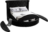 Luxus Velvet / Engineered Wood / Metal / Foam Contemporary Black Velvet King Bed (3 Boxes) - 110" W x 100.5" D x 56" H