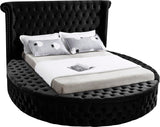 Luxus Velvet / Engineered Wood / Metal / Foam Contemporary Black Velvet Queen Bed (3 Boxes) - 93.75" W x 100.5" D x 56" H