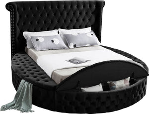 Luxus Velvet / Engineered Wood / Metal / Foam Contemporary Black Velvet Queen Bed (3 Boxes) - 93.75" W x 100.5" D x 56" H