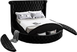 Luxus Velvet / Engineered Wood / Metal / Foam Contemporary Black Velvet Queen Bed (3 Boxes) - 93.75" W x 100.5" D x 56" H