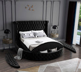 Luxus Velvet / Engineered Wood / Metal / Foam Contemporary Black Velvet Queen Bed (3 Boxes) - 93.75" W x 100.5" D x 56" H