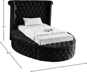 Luxus Velvet / Engineered Wood / Metal / Foam Contemporary Black Velvet Twin Bed (3 Boxes) - 71.5" W x 93.5" D x 56" H