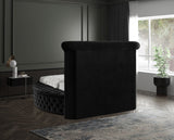 Luxus Velvet / Engineered Wood / Metal / Foam Contemporary Black Velvet Twin Bed (3 Boxes) - 71.5" W x 93.5" D x 56" H