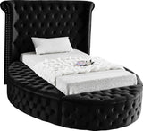 Luxus Velvet / Engineered Wood / Metal / Foam Contemporary Black Velvet Twin Bed (3 Boxes) - 71.5" W x 93.5" D x 56" H