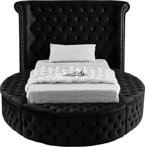 Luxus Velvet / Engineered Wood / Metal / Foam Contemporary Black Velvet Twin Bed (3 Boxes) - 71.5" W x 93.5" D x 56" H