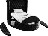 Luxus Velvet / Engineered Wood / Metal / Foam Contemporary Black Velvet Twin Bed (3 Boxes) - 71.5" W x 93.5" D x 56" H