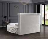 Luxus Velvet / Engineered Wood / Metal / Foam Contemporary Cream Velvet Full Bed (3 Boxes) - 87" W x 93.5" D x 56" H