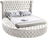 Luxus Velvet / Engineered Wood / Metal / Foam Contemporary Cream Velvet King Bed (3 Boxes) - 110" W x 100.5" D x 56" H