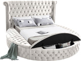 Luxus Velvet / Engineered Wood / Metal / Foam Contemporary Cream Velvet King Bed (3 Boxes) - 110" W x 100.5" D x 56" H