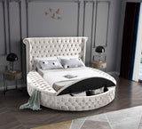 Luxus Velvet / Engineered Wood / Metal / Foam Contemporary Cream Velvet King Bed (3 Boxes) - 110" W x 100.5" D x 56" H