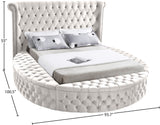 Luxus Velvet / Engineered Wood / Metal / Foam Contemporary Cream Velvet Queen Bed (3 Boxes) - 93.75" W x 100.5" D x 56" H