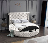 Luxus Velvet / Engineered Wood / Metal / Foam Contemporary Cream Velvet Queen Bed (3 Boxes) - 93.75" W x 100.5" D x 56" H