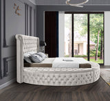 Luxus Velvet / Engineered Wood / Metal / Foam Contemporary Cream Velvet Queen Bed (3 Boxes) - 93.75" W x 100.5" D x 56" H