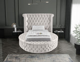 Luxus Velvet / Engineered Wood / Metal / Foam Contemporary Cream Velvet Twin Bed (3 Boxes) - 71.5" W x 93.5" D x 56" H